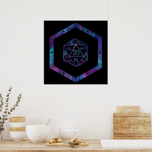 RPG Dice   Nebula Fantasy Retro Tabletop PnP Gamer Poster