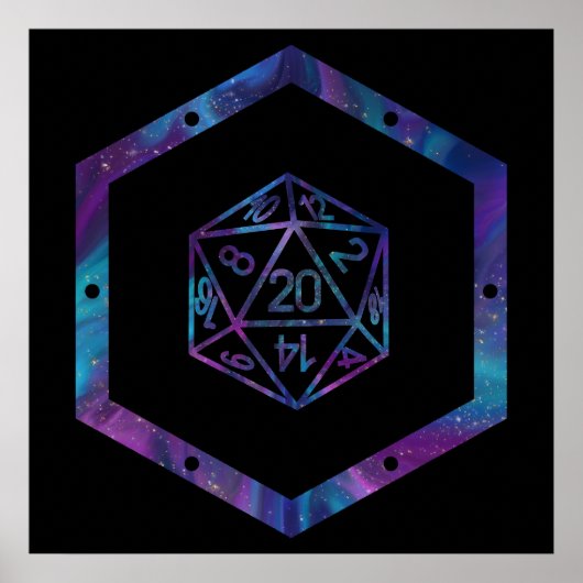 RPG Dice | Nebula Fantasy Retro Tabletop PnP Gamer Poster (Voorkant)