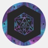 RPG Dice | Nebula Fantasy Retro Tabletop PnP Gamer Ronde Sticker (Voorkant)
