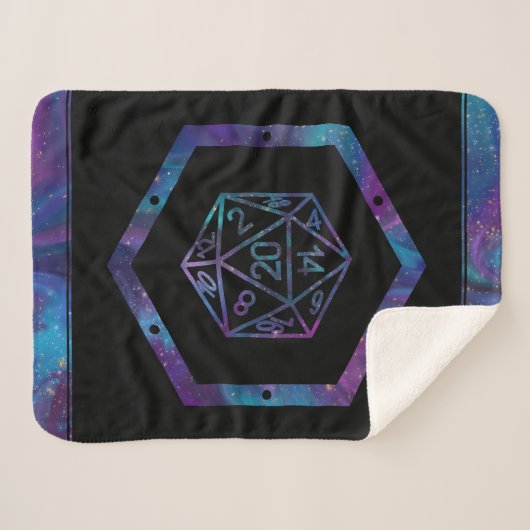 RPG Dice | Nebula Fantasy Retro Tabletop PnP Gamer Sherpa Deken (Voorkant (horizontaal))