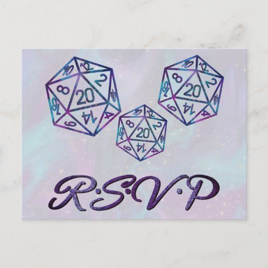 RPG Dice | Nebula Fantasy Tabletop Gamer RSVP Uitnodiging Briefkaart (Voorkant)