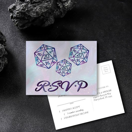 RPG Dice | Nebula Fantasy Tabletop Gamer RSVP Uitnodiging Briefkaart