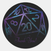 RPG Dice | Nebula Fantasy Tabletop Retro PnP Gamer Ronde Sticker (Voorkant)