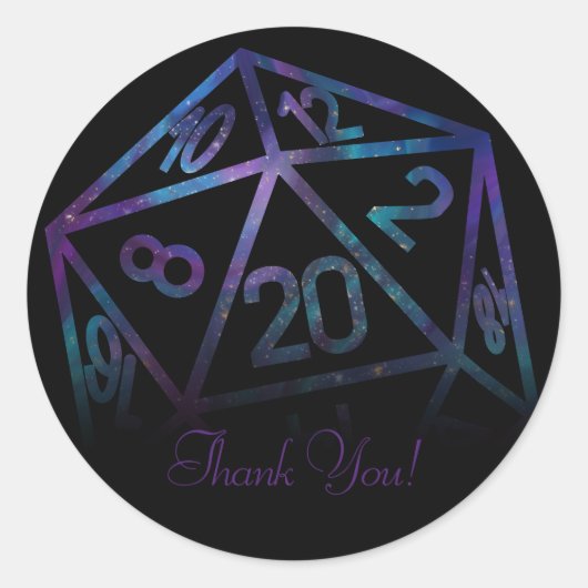 RPG Dice | Nebula Fantasy Tabletop Retro PnP Gamer Ronde Sticker (Voorkant)