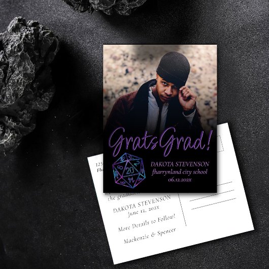 RPG Dice | Nebula Tabletop Retro Gamer Afstuderen Aankondigingskaart