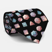 RPG Dice Patterned Black Stropdas (Opgerold)