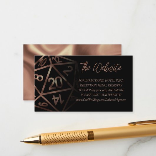 RPG Dice | Website van de Copper Fantasy Tabletop Informatiekaartje (Voorkant / Achterkant in situ)