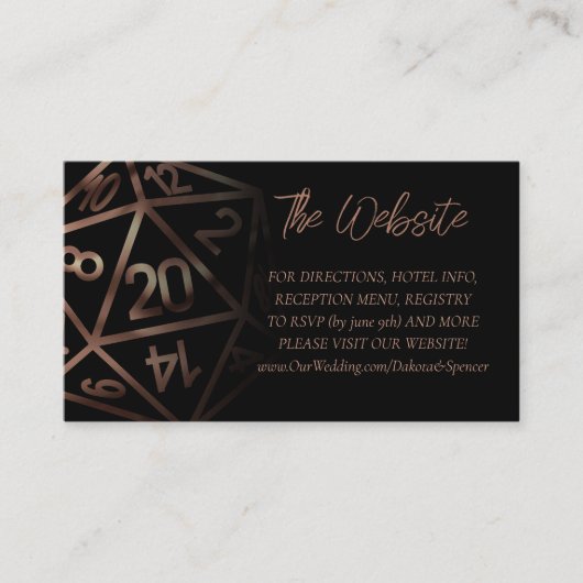 RPG Dice | Website van de Copper Fantasy Tabletop Informatiekaartje (Voorkant)