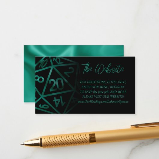 RPG Dice | Website van Emerald Fantasy Tabletop Ga Informatiekaartje (Voorkant / Achterkant in situ)