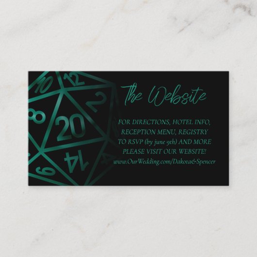 RPG Dice | Website van Emerald Fantasy Tabletop Ga Informatiekaartje (Voorkant)