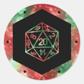RPG Dice | XMAS Fantasy Retro Tafelblad PnP Gamer Ronde Sticker (Voorkant)