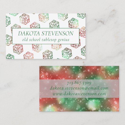 RPG Dice | XMAS Fantasy Tafelblad Gamer Branding Visitekaartje (Voorkant / Achterkant)