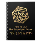 RPG DM-Humor | Gold Killing the Party is een extra Notitieboek (Voorkant)