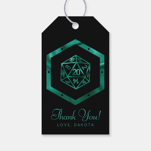 RPG Dobbelstenen | Emerald Fantasy Tabletop Gamer Cadeaulabel (Achterkant)