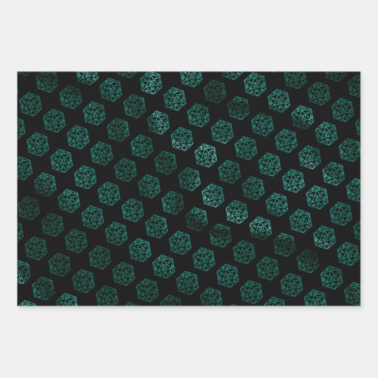 RPG Dobbelstenen | Emerald Fantasy Tabletop Retro Inpakpapier Vel (Voorkant 3)