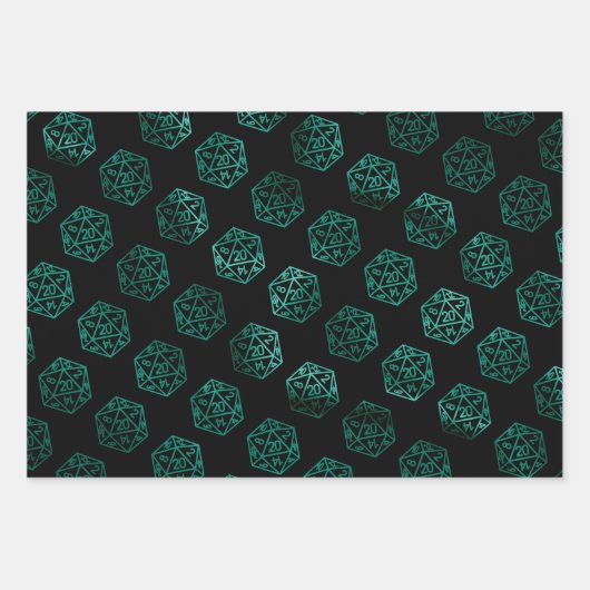 RPG Dobbelstenen | Emerald Fantasy Tabletop Retro  Inpakpapier Vel (Voorkant)