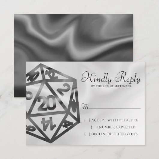 RPG Dobbelstenen | Fantasy Old School Tabletop Ret RSVP Kaartje (Voorkant / Achterkant)