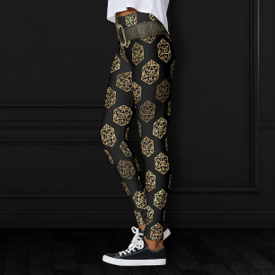 RPG Dobbelstenen   Goud Fantasy Retro Tafelblad Pn Leggings