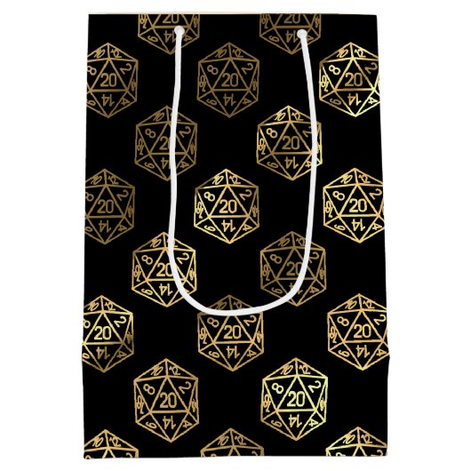 RPG Dobbelstenen | Gouden Fantasy Retro Tafelblad  Medium Cadeauzakje (Achterkant)