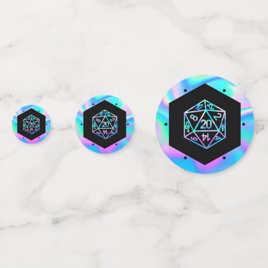 RPG Dobbelstenen | Holo Fantasy Retro Tafelblad Pn Confetti (Voorkanten)