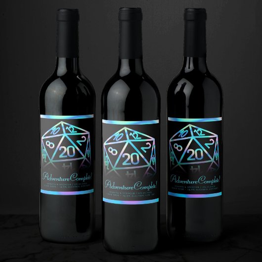 RPG Dobbelstenen | Holo Fantasy Tafelblad PnP Game Wijn Etiket