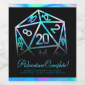 RPG Dobbelstenen | Holo Fantasy Tafelblad PnP Game Wijn Etiket (Enkel label)