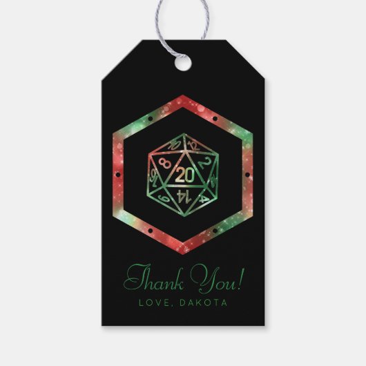 RPG Dobbelstenen | XMAS Fantasy Tafelblad Gamer Aa Cadeaulabel (Voorkant)