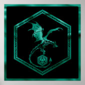 RPG Dragon | Emerald Fantasy Tafelblad Gamer Dice Poster (Voorkant)