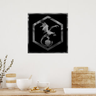 RPG Dragon Fantasy Tabletop Retro PnP Gamer Dice Poster