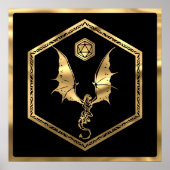 RPG Dragon | Gold Fantasy tafelblad PnP Gamer Dice Poster (Voorkant)