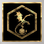 RPG Dragon | Gold Fantasy tafelblad PnP Gamer Dice Poster (Voorkant)