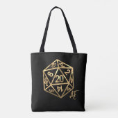 RPG Dragon | Gold Fantasy tafelblad PnP Gamer Dice Tote Bag (Achterkant)