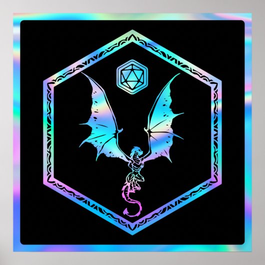 RPG Dragon | Holo Fantasy tafelblad PnP Gamer Dice Poster (Voorkant)