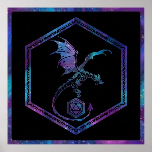 RPG Dragon | Nebula Fantasy Tafelblad Gamer Dice Poster (Voorkant)