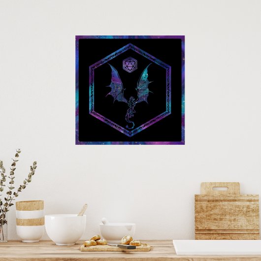 RPG Dragon | Nebula Fantasy Tafelblad Gamer Dice Poster (Keuken)