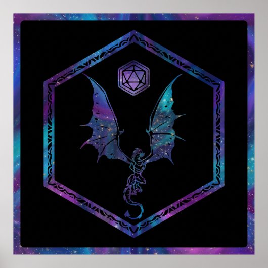 RPG Dragon | Nebula Fantasy Tafelblad Gamer Dice Poster (Voorkant)