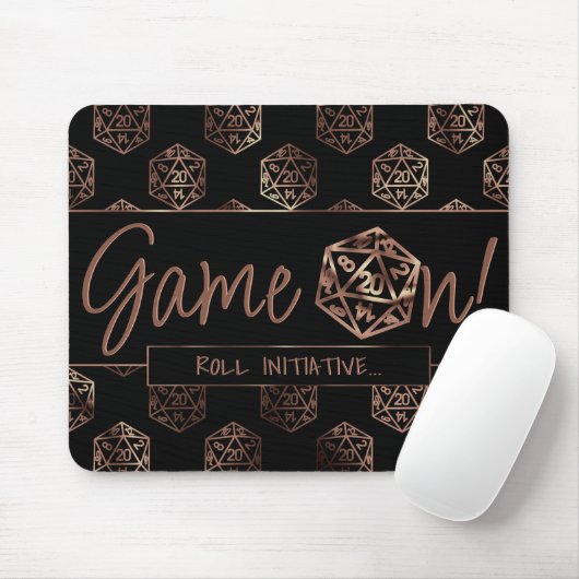 RPG Game On | Copper Fantasy Tafelblad Gamer Dice Muismat (Met muis)