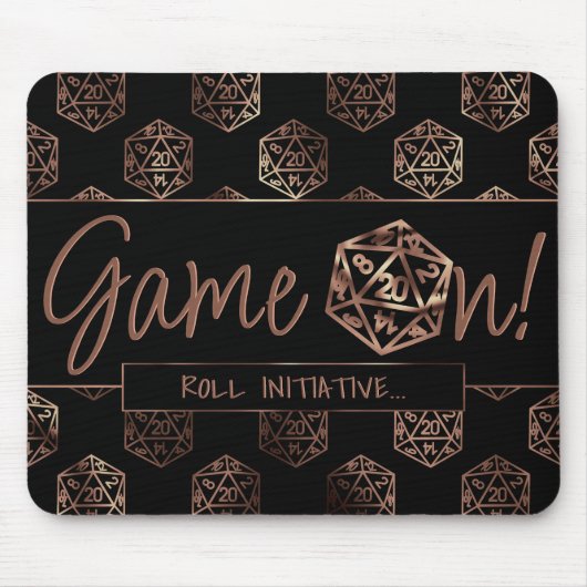 RPG Game On | Copper Fantasy Tafelblad Gamer Dice Muismat (Voorkant)