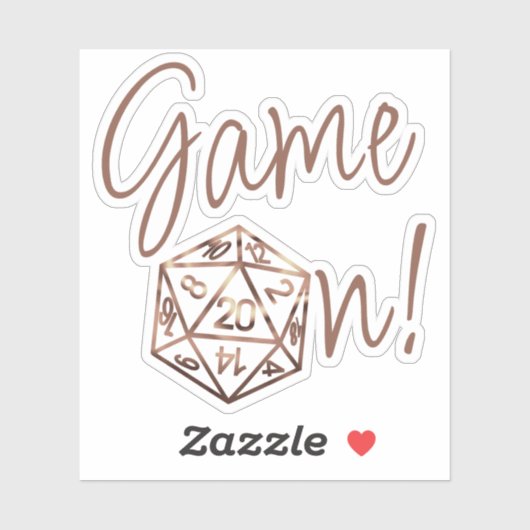 RPG Game On | Copper Fantasy Tafelblad Gamer Dice Sticker (Vel)