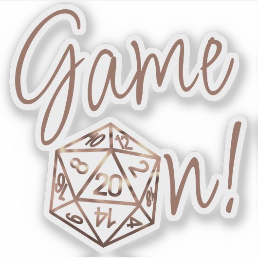 RPG Game On | Copper Fantasy Tafelblad Gamer Dice Sticker (Voorkant)