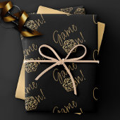 RPG Game On | Gold Fantasy Tafelblad Retro Gamer Inpakpapier Vel