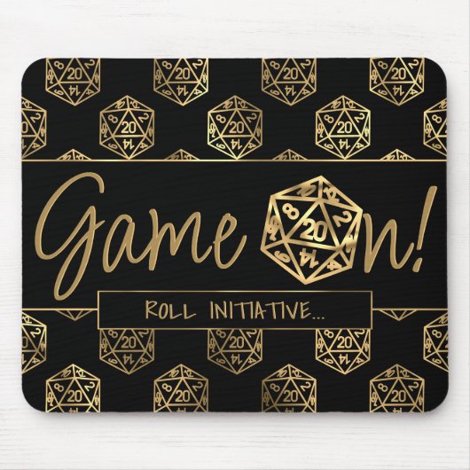 RPG Game On | Gold Fantasy Tafelblad Retro Gamer Muismat (Voorkant)