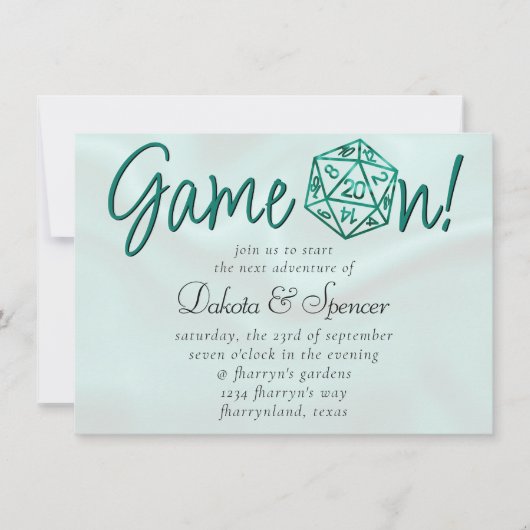 RPG Game On | Groene Retro Tafelblad-Speld Dice Kaart (Voorkant)