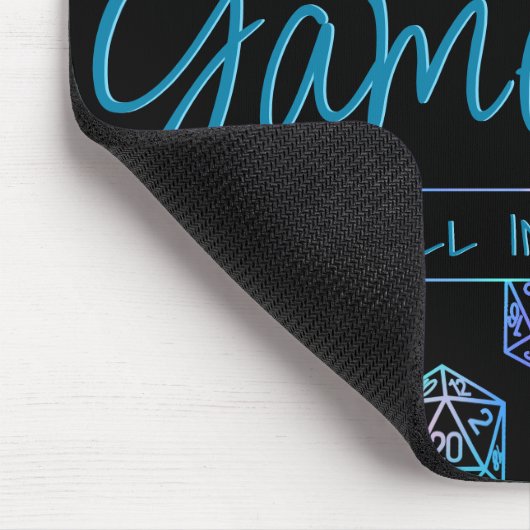 RPG Game On | Holo Fantasy Tabletop PnP Gamer Dice Muismat (Hoek)