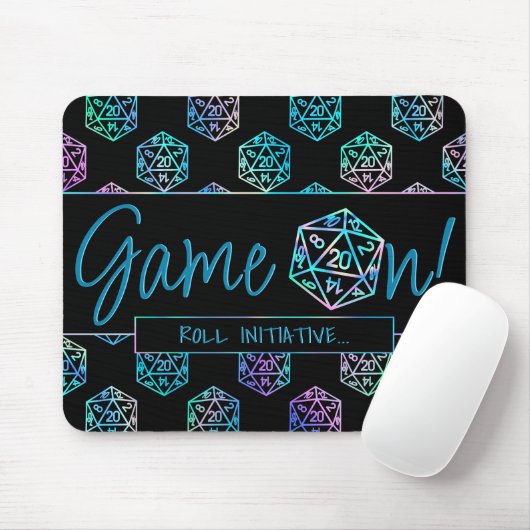 RPG Game On | Holo Fantasy Tabletop PnP Gamer Dice Muismat (Met muis)
