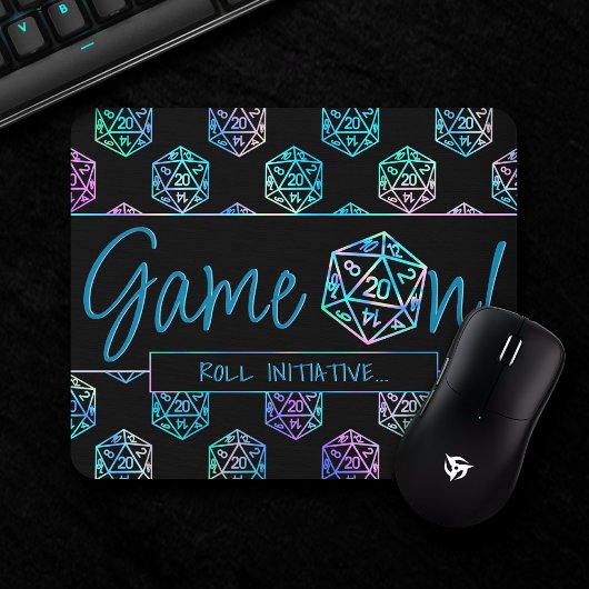 RPG Game On | Holo Fantasy Tabletop PnP Gamer Dice Muismat