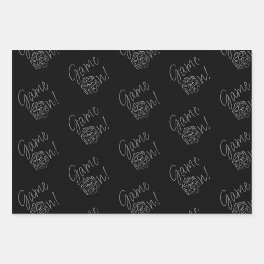 RPG Game On | Old School Tafelblad Roleplayer Dice Inpakpapier Vel (Voorkant)