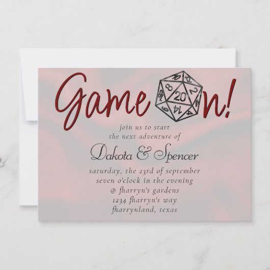 RPG Game On | Red Fantasy Retro PnP tafelblad Dice Kaart (Voorkant)