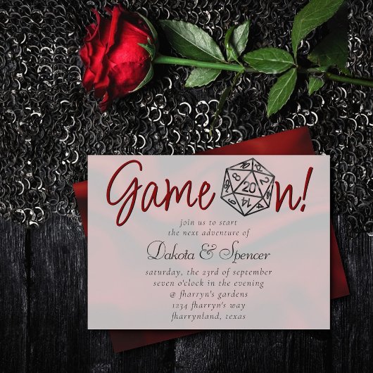 RPG Game On | Red Fantasy Retro PnP tafelblad Dice Kaart