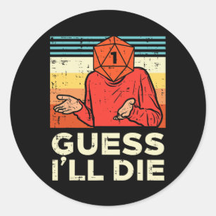 Rpg Gamer 1 Raad Ik Zal Sterven Retro Mannen Jonge Ronde Sticker